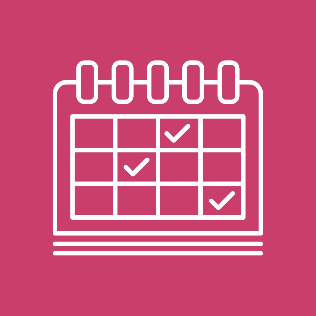 pink logo with a calendar image